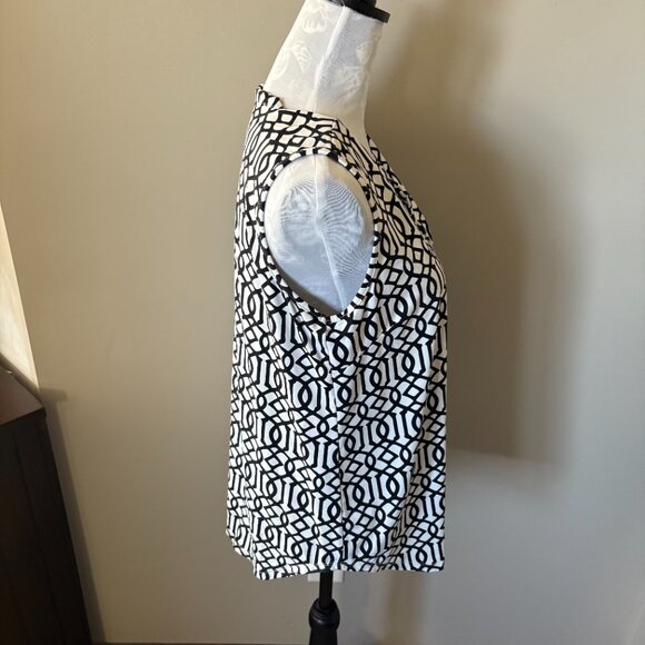 Lulu-B Womens Sleeveless V Neck Top Athletic Stretchy UPF 50+ Medium Black White - Picture 3 of 5